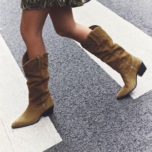 COPY - ZARA NWT KNEE HIGH SPLIT LEATHER COWBOY BOOT